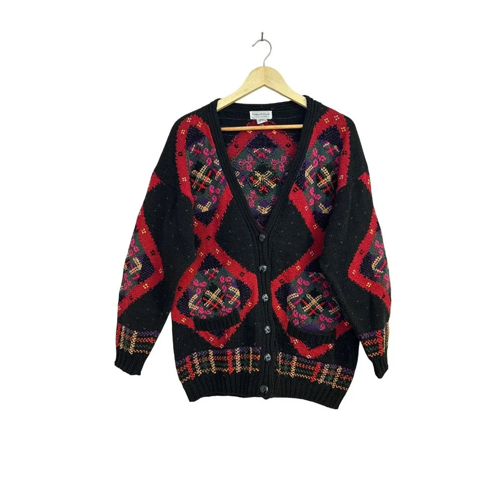 Roberta Frost Vintage Hand Knitted Cotton Cardigan Sweater, Size Small - Picture 1 of 7
